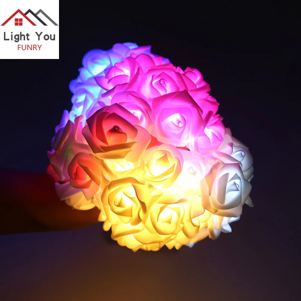 10LED Battery Box Simulation Rose Flower Holiday Decoration Light String Christmas Party Interior Light