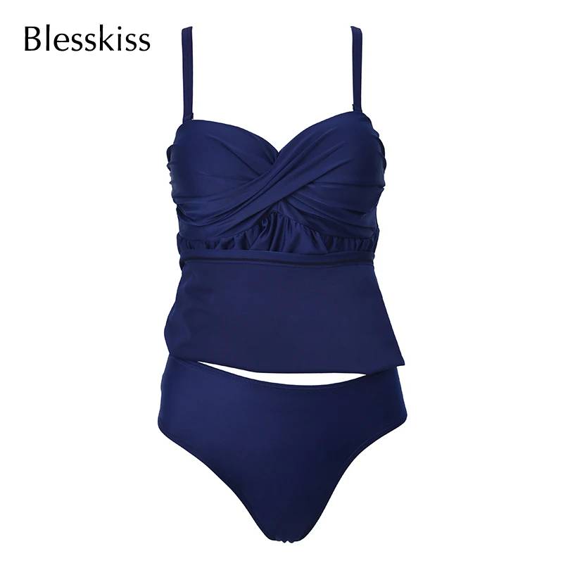 

Blesskiss Super Push Up Tankini Swimsuit Women 2023 Plus Size Swimwear Dress Underwire Retro Swim Wear For Bathing Suit Large