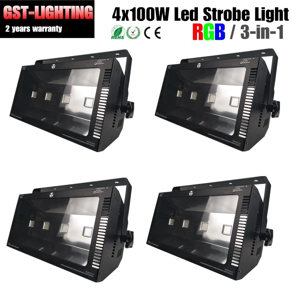 4pcs 400W RGB 3 Color Atomic 3000 LED Strobe Lighting Stage Party Music Active