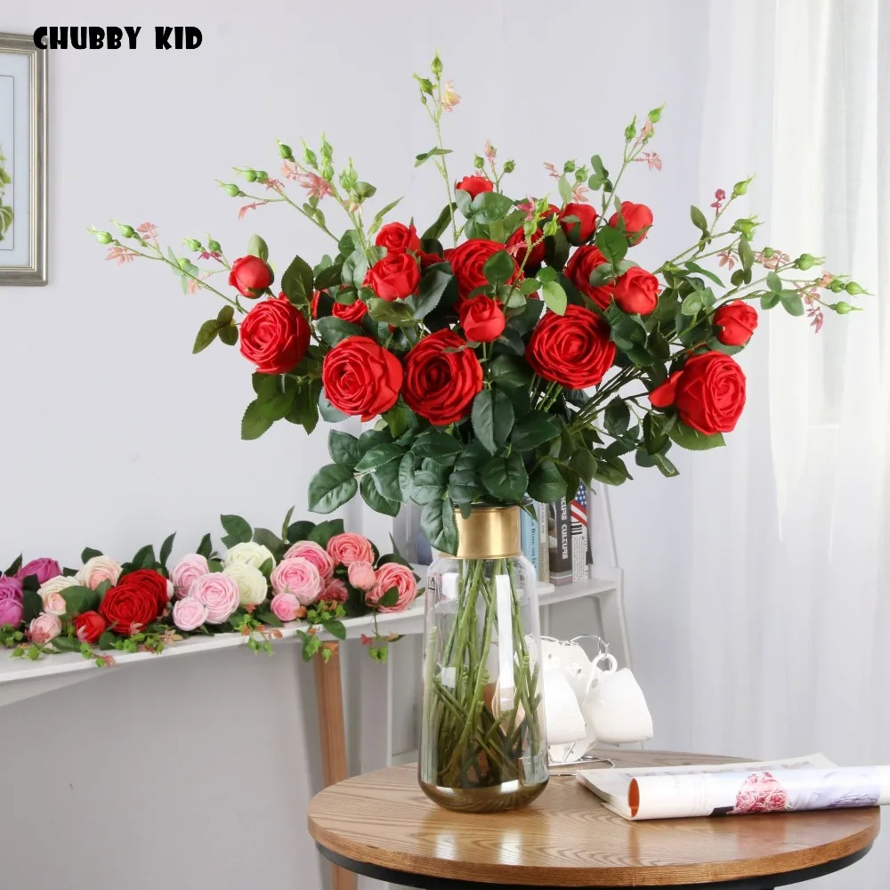 High simulation real touch 2 heads artificial latex rose flowers wholesale wedding decorative long stem real touch rose 6pcs/lot