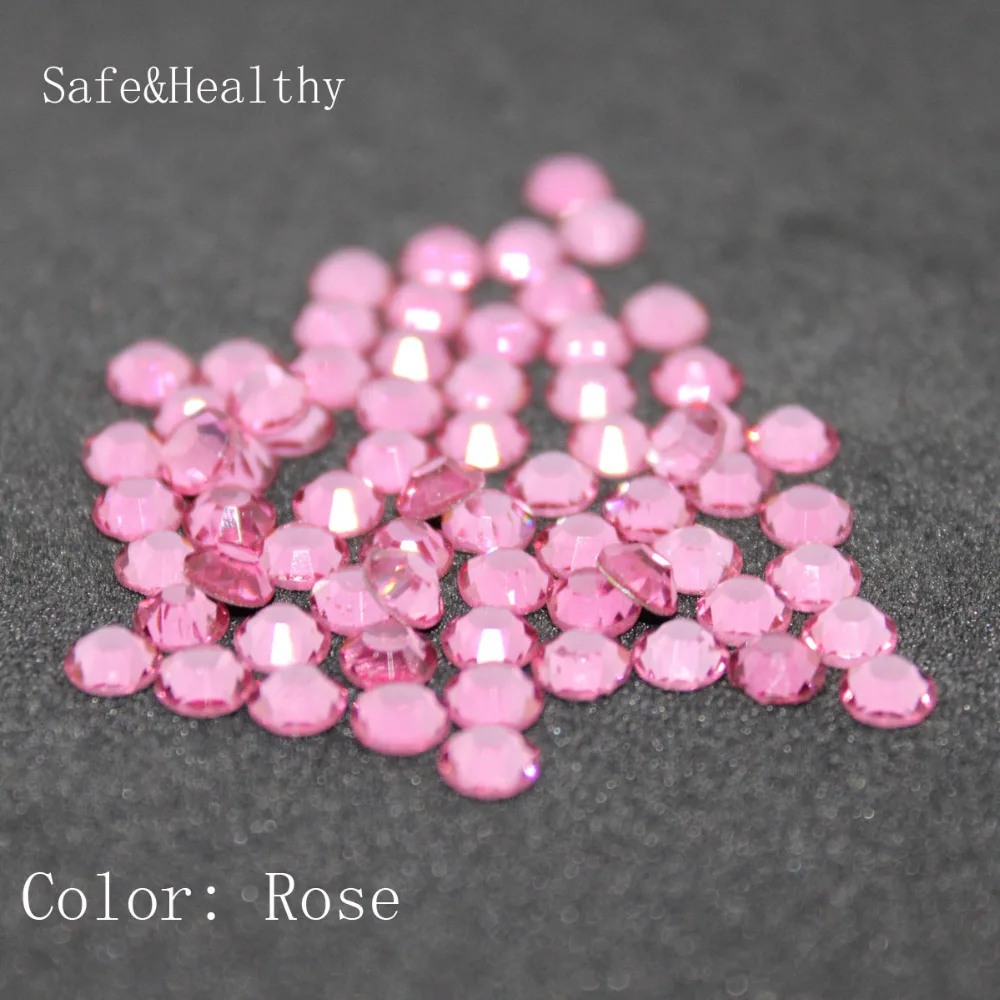 

SS6-SS8 Rose Rhinestones Back Flat Round Nail Art Decorations And Stones Non Hotfix Rhinestones Crystals for DIY Glass