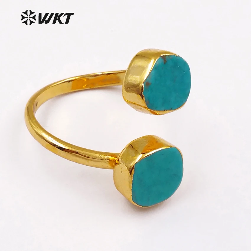 WT-R103 Fashion Green  rings with 24K gold trim on edged in free shipping Adjustable Rings for women Jewelry