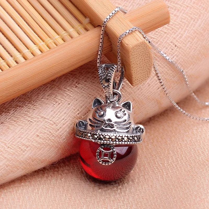 

Korean super cute adorable cat Pendant 925 Silver Necklace female commodity wholesale Necklace