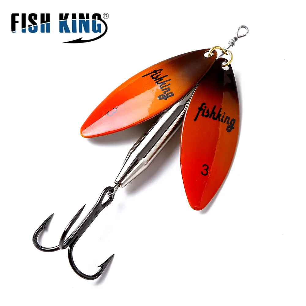 FISH KING Brass Material Long Cast Double Piece 10 Color With Treble Hook Fishing Lure