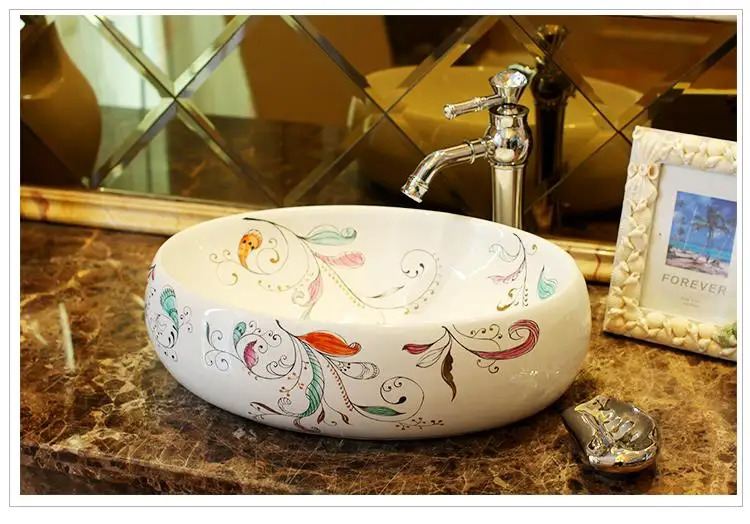 Bathroom sink bowl countertop Oval Shape Ceramic bathroom sink wash basin