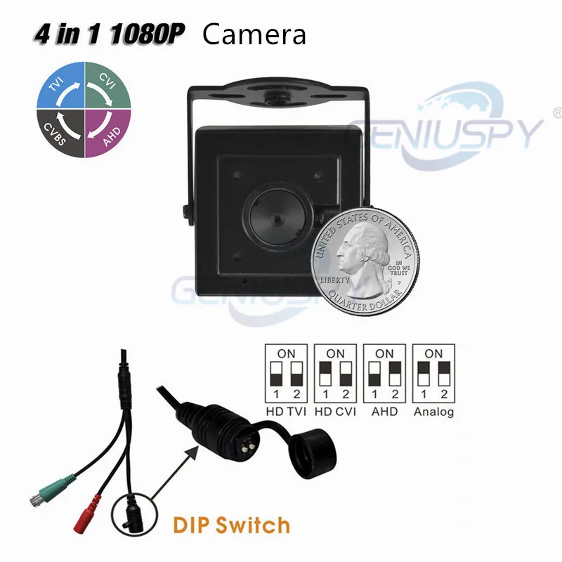 

Miniature Size Bank ATM 4 IN 1 Mini HD Covert Camera 1080P CCTV HD TVI CVI AHD Analog CVBS Pin hole CCTV Camera Survillance