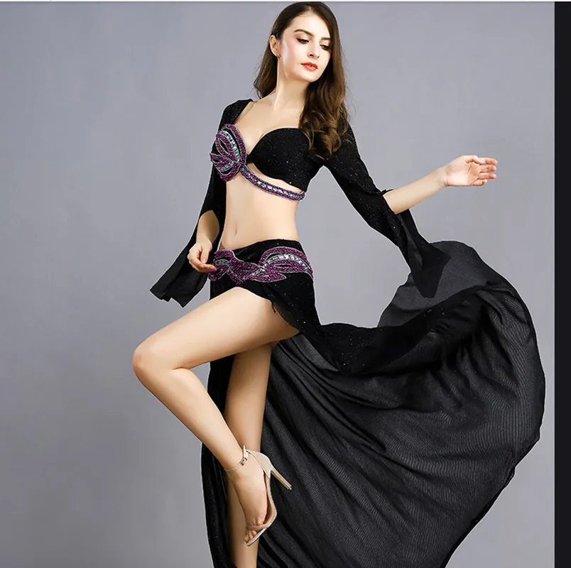 Danza del ventre Fata Mostra il Vestito Femminile Autunno Inverno 2 Pcs Set Della Signora Orientale Sexy Performance di Danza Flamenco Vendita Calda del Vestito h4511