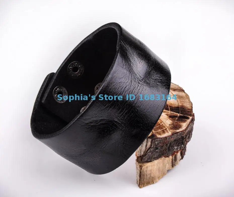 HD02 Black Brown Cool Vintage Men\'s Surfer Leather Bracelet Wristband Wide Cuff New BL30