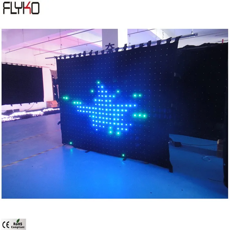 Flyko High Quality Folding Led Display P80mm 2x2.5m LED video curtain Stage Backdrops used for night club