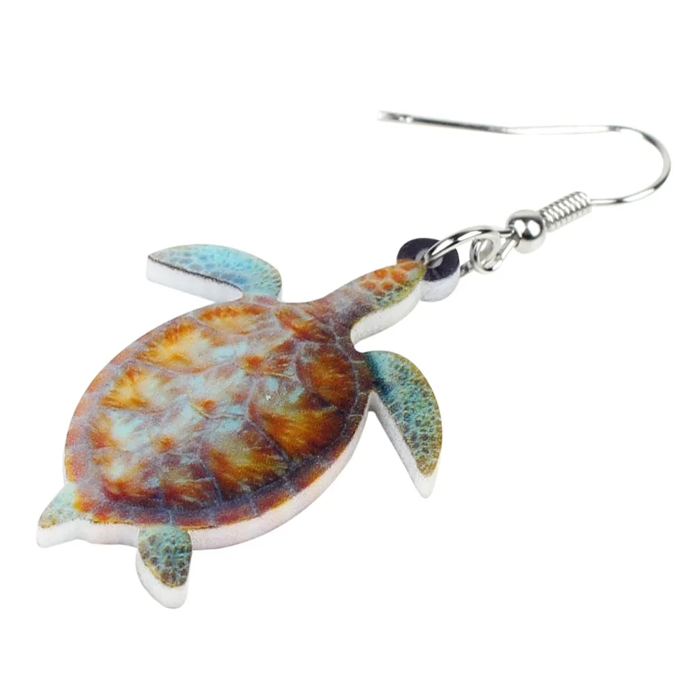 WEVENI Acrylic Sea Turtle Tortoise Earrings New Long Dangle Drop Fashion Ocean Marine Animal Jewelry For Women Girls New Brincos