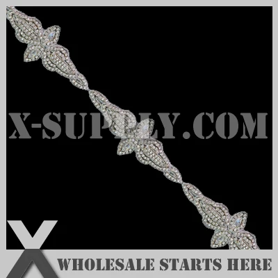 New Arrivals Crystal Rhinestone Applique Bridal Trimming for Wedding Sash,Headband and Shoe