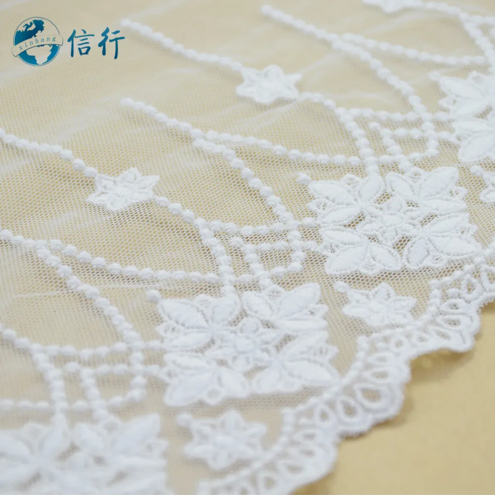 23cm Width Cotton Embroidery Lace Sewing Ribbon Guipure Trims Fabric Warp Knitting DIY Wedding Dress Garment Accessories#3610