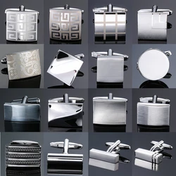 XKZM New luxury jewelry brand Cufflinks High-grade Laser square check pattern metal Cuff buttons men's shirts drop shipping