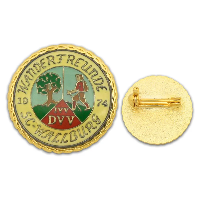 Custom hard round metal needle pins cheap custom round shape metal badges