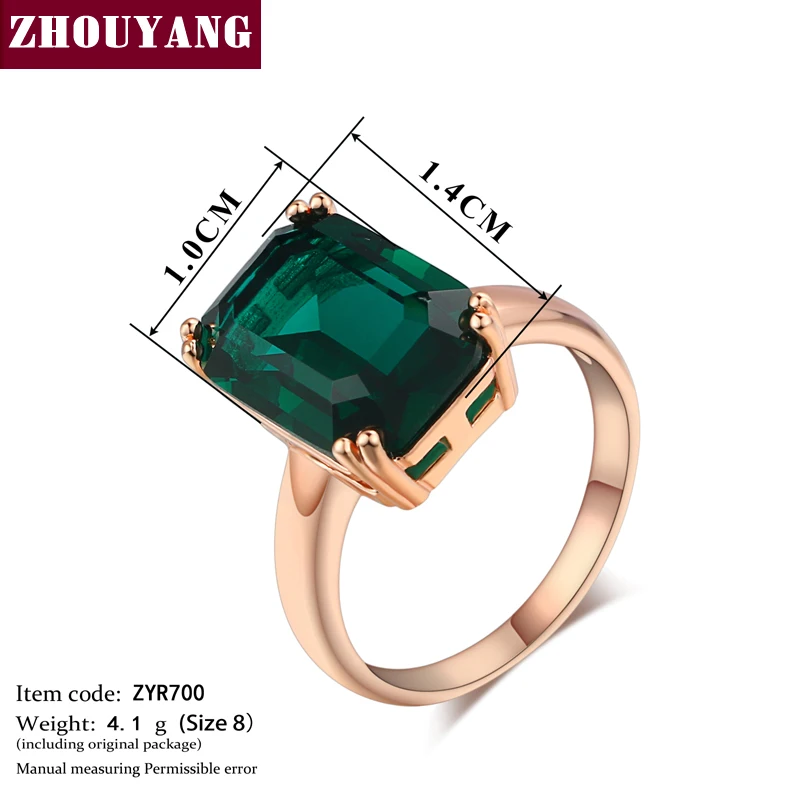 Top Quality Four Claw Big Crystal Elegant Rose Gold Color Ring Crystals From Austria Full Sizes ZYR700 ZYR701