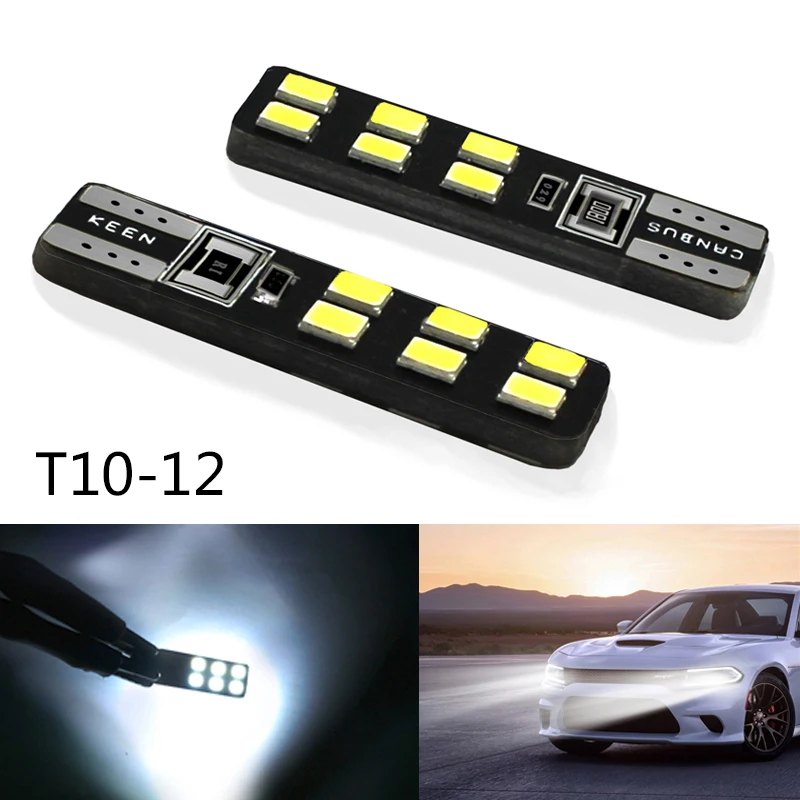 2PCS Signal Lamp 600LM 12V Bright White 6000K 2835 SMD T10 12 led bulb 194 168 W5W Car Side Wedge Head Tail Light Bulb Assembly