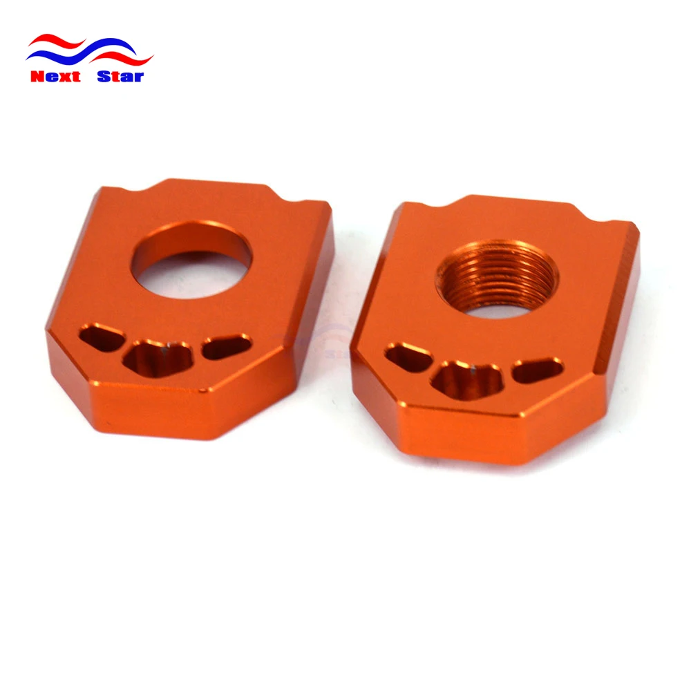 Orange CNC Rear Chain Adjuster Axle Block For KTM SX SXF XC XCF EXC EXCF XCW XCFW 125 150 200 250 300 350 400 450 500 525 530