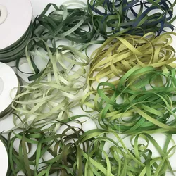 thin taffeta Silk Ribbons for Embroidery, 100% Pure Silk, Green Variegated Color, Handcraft Project, Gift Packing, 4mm