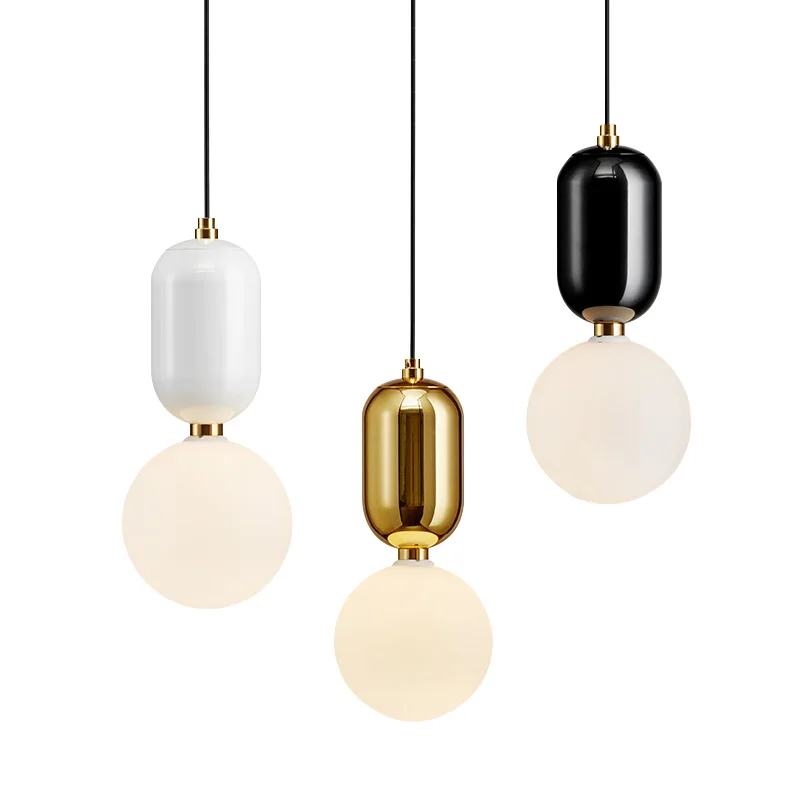 

BLUBBLE Nordic Single Head Pendant Lights Grind Cord Glass LED Pendant Lamp Personality Originality Bedrooms Pendant Lights