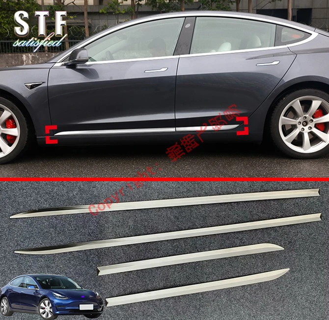 

ABS Chrome Side Door Body Molding Moulding Trim For Tesla Model3 2017 2018 2019 Car Accessories Stickers