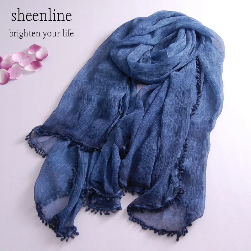 8 Colors Wool Silk Tie-dyed Shawl Lace Soft Warm Long Scarf Light Winter Warm Scarf Wrap Pashmina Embroidery Scarf