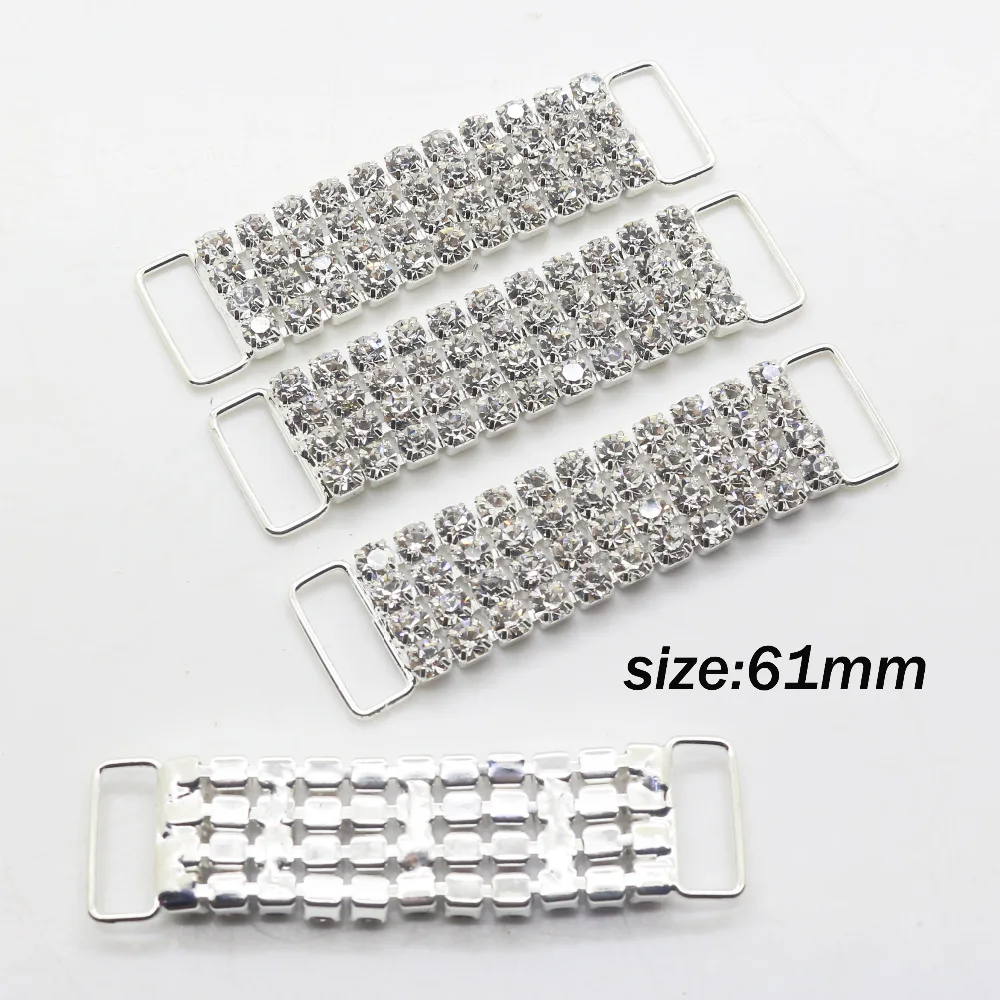 New Fashion 2Pcs/Pack 60mm Crystal  bikini connestor buckles Ribbon Shoulder strap Bridal Dress Accessories.