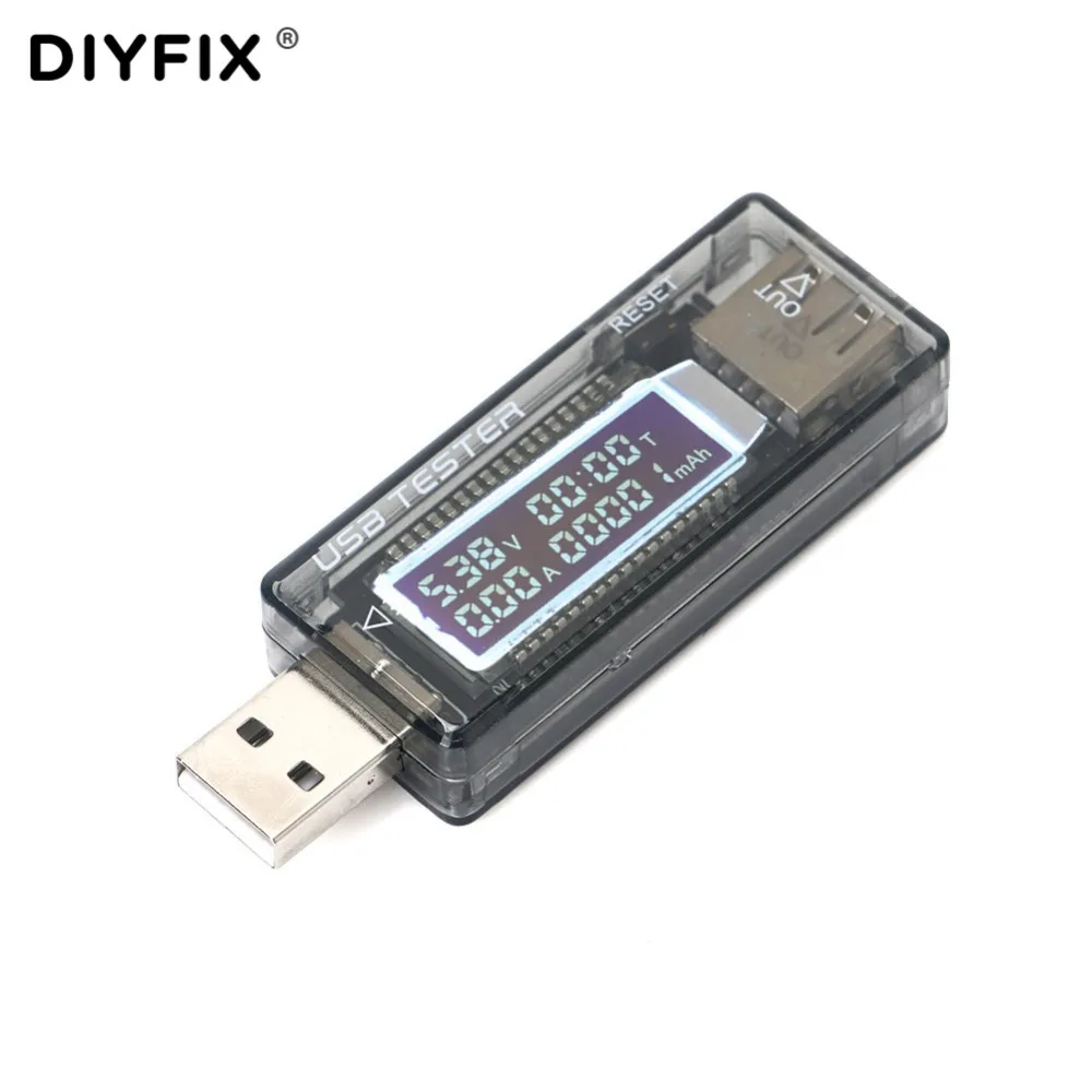 

DIYFIX USB Tester DC Digital Voltmeter Amperimetro Voltage Current Meter Capacity Ammeter Detector Power Bank Charger Indicator