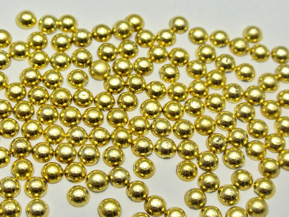 

10000 Metallic Gold Flatback Round Tiny Half Pearl 2mm Nail Art Craft