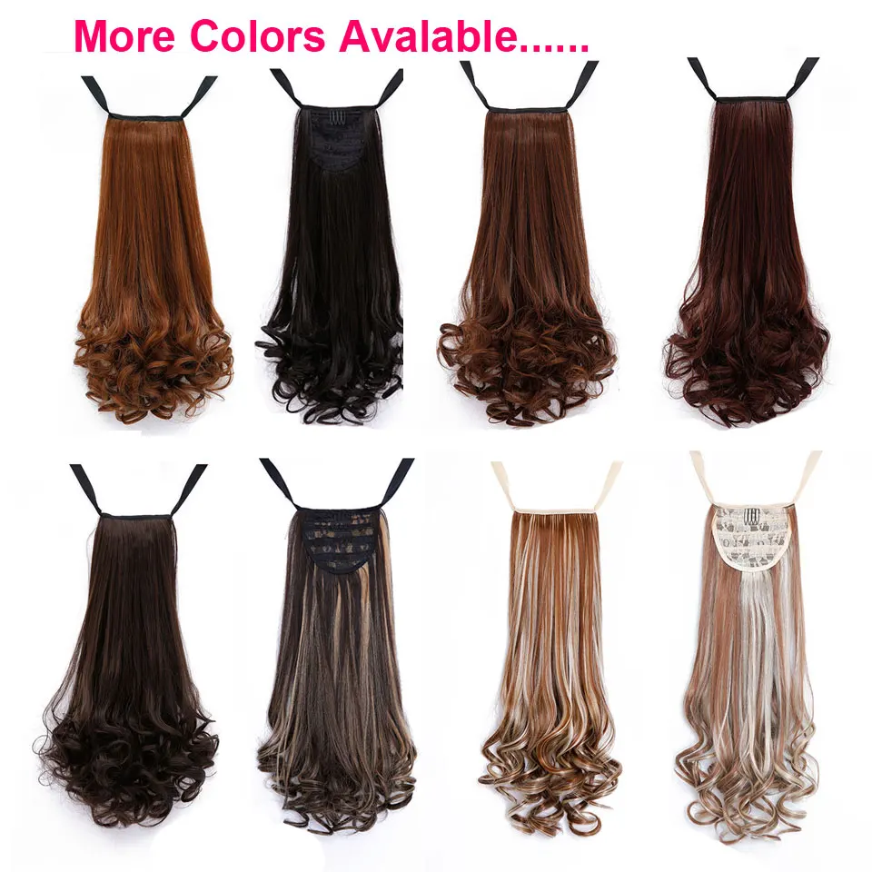 SHANGKE-Extensión de cabello sintético con Clip, cola de caballo falsa, rizos resistentes al calor