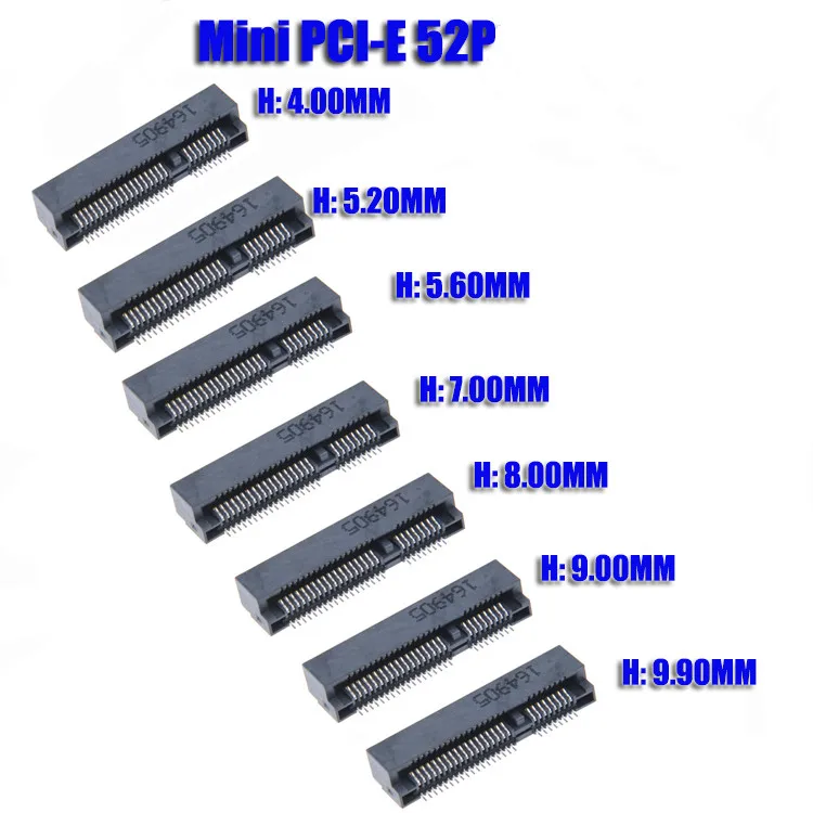 2 PCS Mini pci-e52pin socket (5.2mm) minipci-52pin (5.2 high) slot