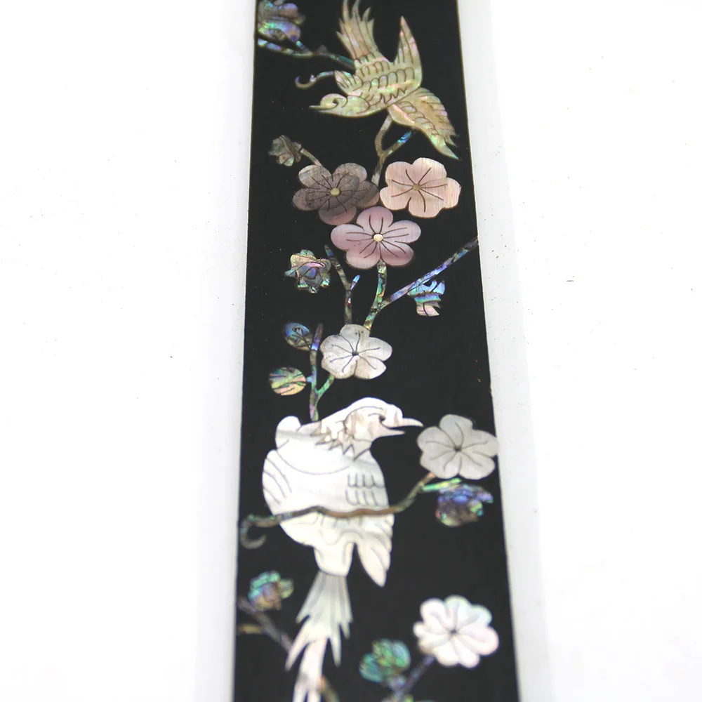 African Ebony Wood Birds Flowers Pattern Color Shell Mosaic Fingerboard Acoustic Guitar Fingerboard Guitar Making Wood Material