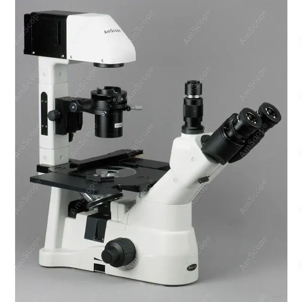 AmScope 反転無限補正位相コントラスト三眼複合顕微鏡 40X-1200X + 9MP USB 2.0 カメラ