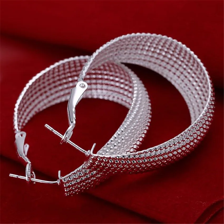 factory price E064 wholesale Beautiful cute hoop  silver color earrings high quality fashion classic jewelry antiallergic