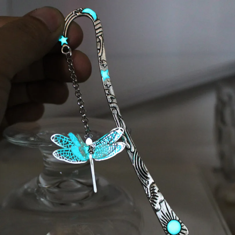 Dragonfly bookmark GLOW in the DARK fashion classics Sun moon and Stars Three layer handmade metal alloy bookmark 123*23MM