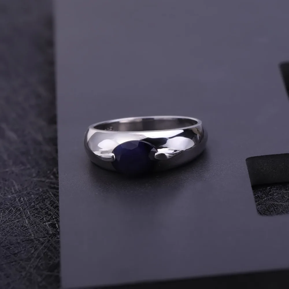 GEM'S BALLET 925 Sterling Silver Classic Gemstone Jewelry Sets Natural Blue Sapphire Ring Earrings Set For Women Mother Gift