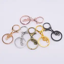 5Pcs Key Ring lobster clasp key Hook With Chain 30mm Key Ring Long 70mm Split Key Ring Keychain For DIY Supplies Jewelry Making