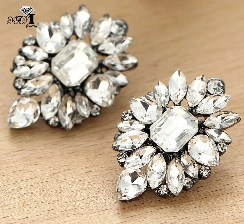 YaYi Jewelry New White  Glass  Rhinestone Dangle Crystal Earring Women\'s Fashion Ancient Silver  Color Gem Earrings Gift 1191