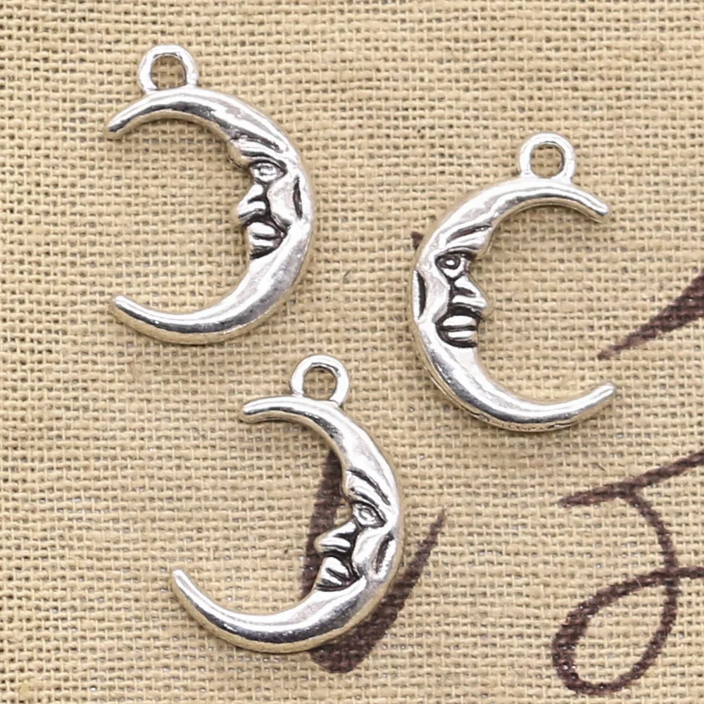 10pcs Charms Moon Face 21x15mm Antique Making Pendant fit,Vintage Tibetan Bronze Silver color,DIY Handmade Jewelry