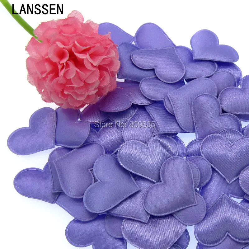 200Pcs סגול לב ספוג עלי כותרת לחתונה קישוטי סאטן לב בד מלאכותי פרח עלי כותרת המפלגה אספקת שולחן 3.5cm