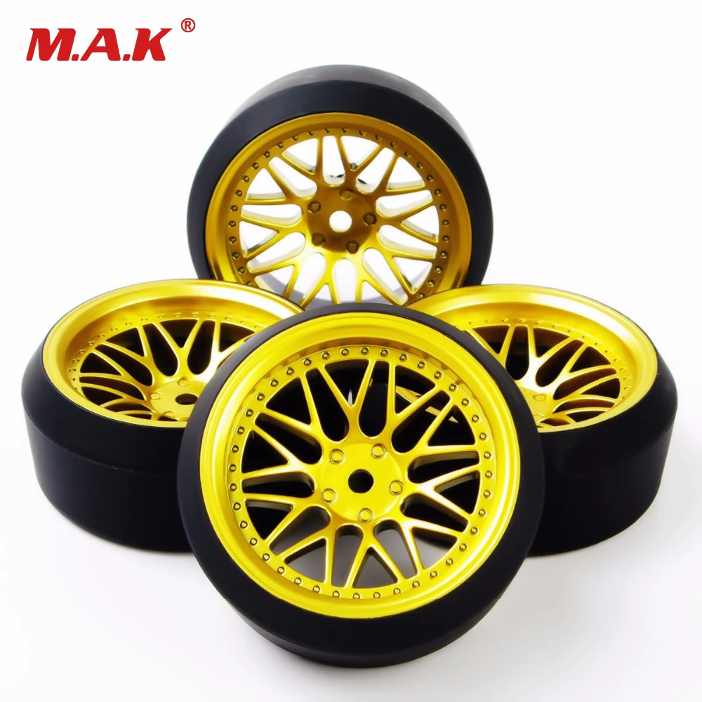 HSP RC 1:10 On-Road Car Accessories 4Pcs 5 Degree Rc 1/10 Drift Tires Wheel Rim Set 12mm Hex