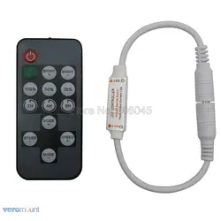 Timing Adjustable LED Dimmer Controller Timer Function LED Dimmer with 14Key RF Remote Mini Single Color LED Strip 5-24V 12A