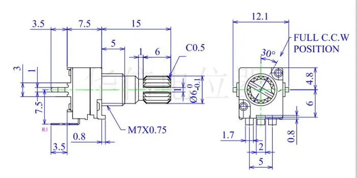 6pcs RK097N vertical potentiometer single joint B103 B10K / handle length 15MM / floral axis / short legs