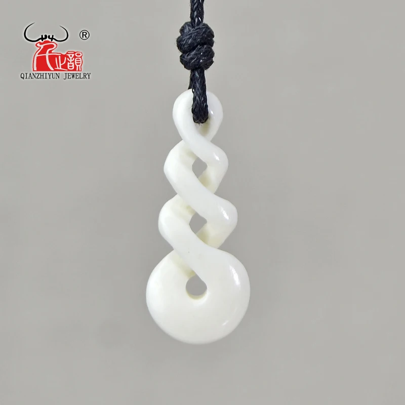 GX013 Handmade Carved Twisted New Zealand Maori Tribal Choker WoMen's Men's Necklace Yak Bone Infinity Pendant for surfing