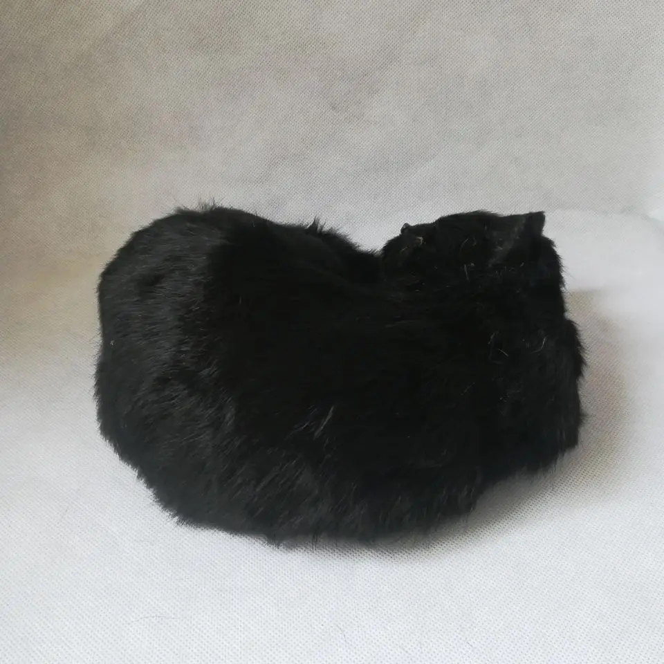 real life toy black cat model about 25x15cm polyethylene&furs sleeping cat model home decoration props ,model gift h0729