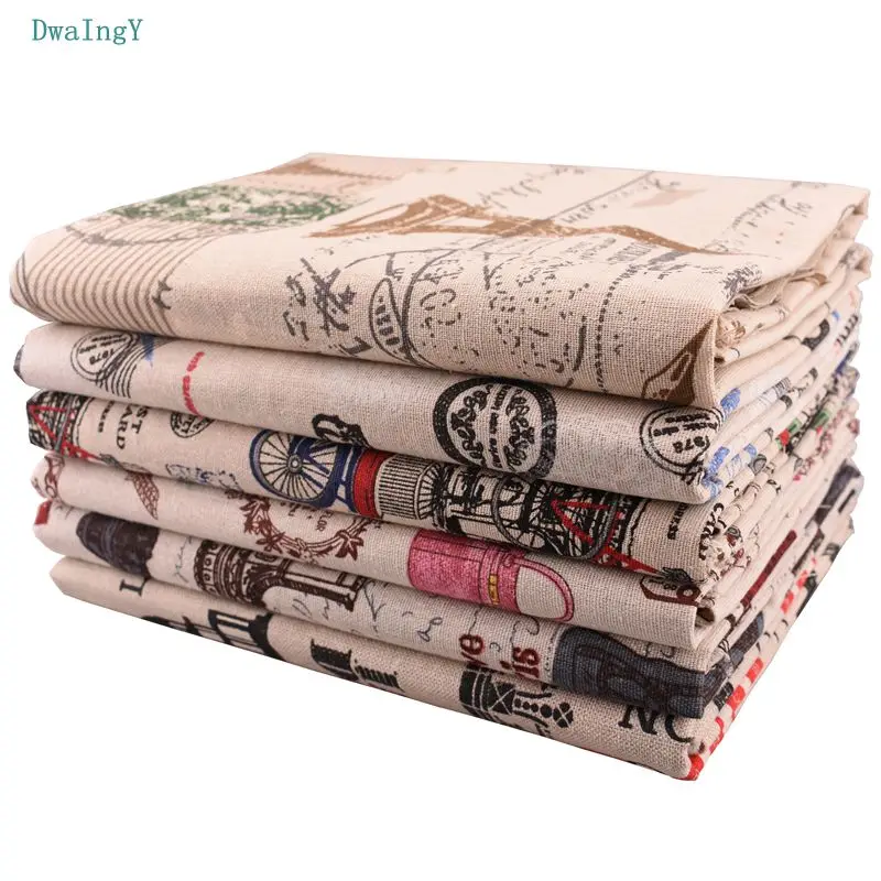 

DwaIngY 5 design Printed Cotton Linen Fabric For DIY Sewing Quiltin Sofa Table ,Cloth Furniture Cover Tissue Cushion Material