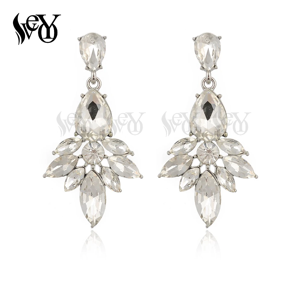 VEYO Trendy Fashion Shiny Crystal Water Drop Earrings  Pendant Statement Dangle Earrings Jewelry For Wedding