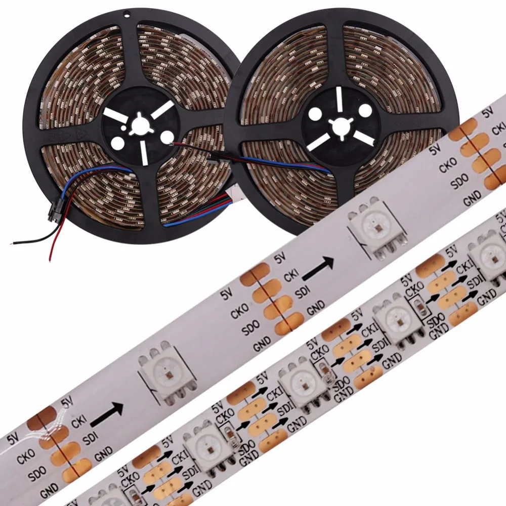 fita de led inteligente ws2801 ic 30 60leds pixels m ip30 ip65 ip67 dados e relogio separados similar apa102 dc5v 01