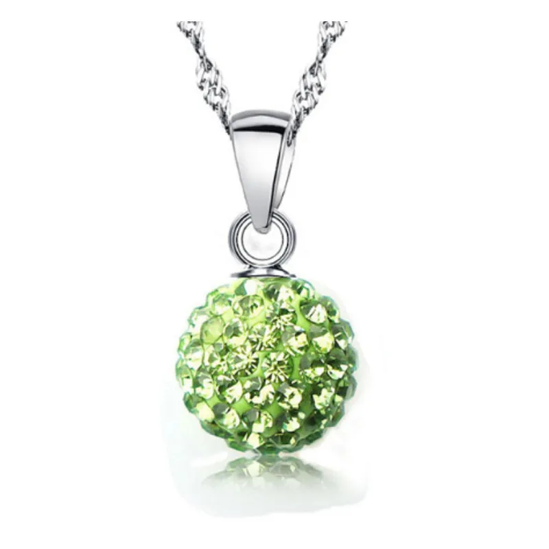 Qianbei Shiny Latest Jewelry Necklace Silver Color Austrian Crystal Pave Disco Ball Lever Back Pendant Necklace Women