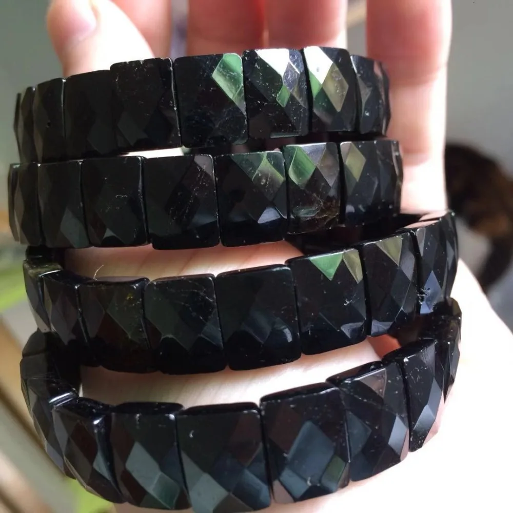 black tourmaline stone beads bracelet natural energy stone bangle fine jewelry bracelet for woman for gift wholesale !