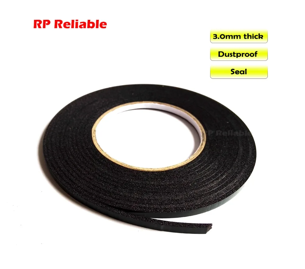 

(3mm thick) (10mm~100mm Choose) Two Sides Adhesive Black Foam Gasket for Windows Panel Plate Trim Sealing Dust Proof